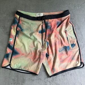 Jetty Board Shorts Mens 38 Watercolor Tie Dye Multi Color Swim Trunks Pocket